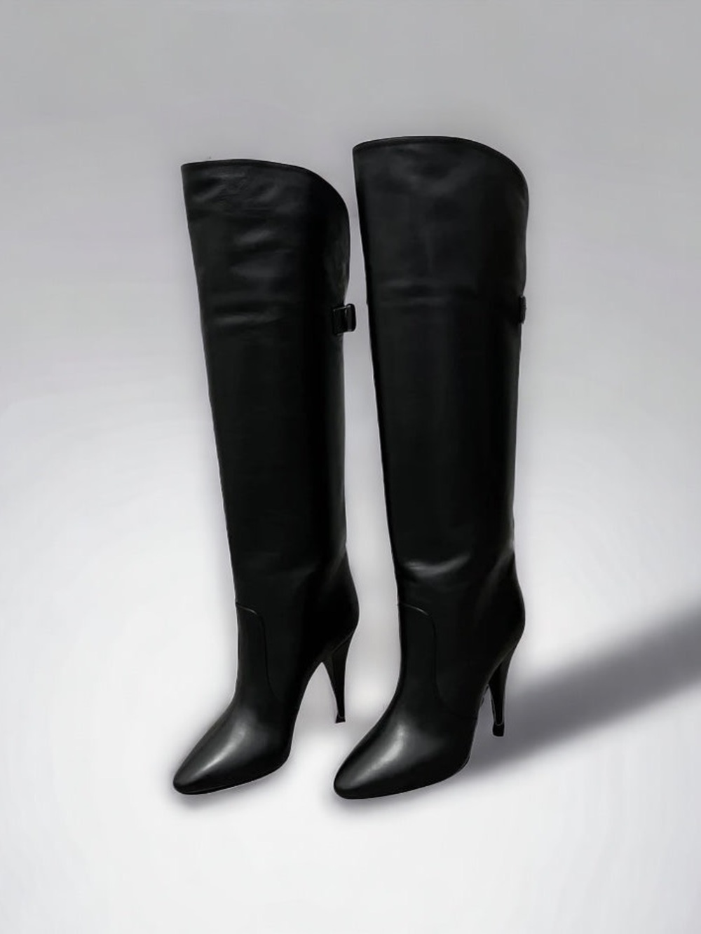 BRAND NEW Saint Laurent YSL Koller 110 Tall Boots, Sz 37, Black Vitello Leather